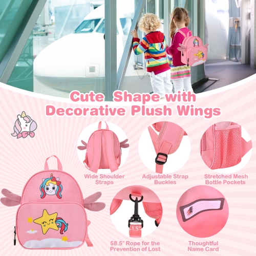 Ensemble de valises porteur 18 po 2PC pour enfants de Costway et corde anti-perte sac à dos 12 po