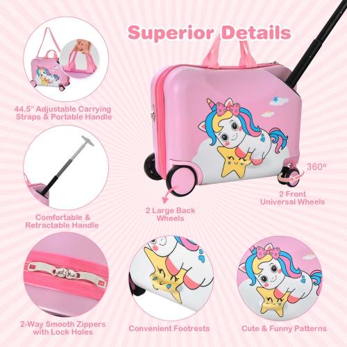 Ensemble de valises porteur 18 po 2PC pour enfants de Costway et corde anti-perte sac à dos 12 po