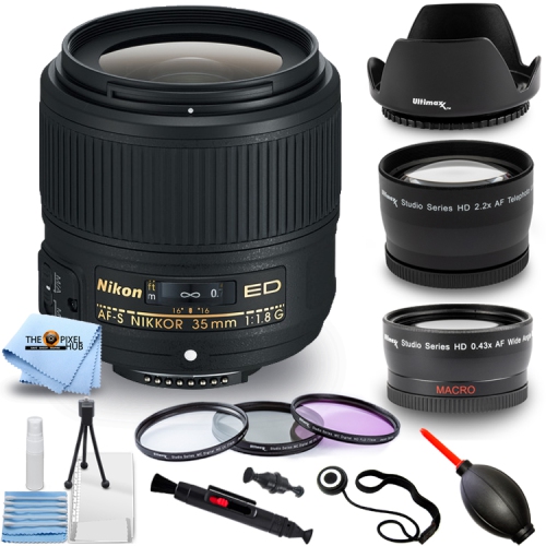 NIKON  Af-S Nikkor 35MM F/1.8G Ed Lens (Black) + Telephoto And Wide Angle Lenses