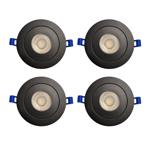 Strak Gimbal Black 4-Inch Integrated Slim Panel 7w 560lm Downlight Recessed Lighting Ic Rated 4000k - Energy Star (4-Pack)