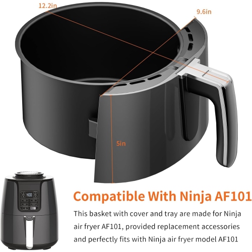 Air Fryer Replacement Basket & Tray for Ninja AF101, 4Qt