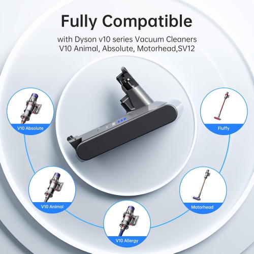 Replacement Battery for Dyson V10 – 25.2V 5000mAh Li-ion, Compatible with V10 Animal, Absolute, Fluffy, Motorhead, Allergy, Total Clean