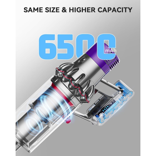Replacement Battery for Dyson V10 – 25.2V 6500mAh Li-ion, Compatible with V10 Animal, Absolute, Fluffy, Motorhead, Allergy & Total Clean