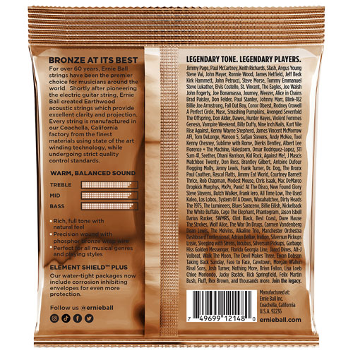 Ernie Ball Earthwood 0.011 - 0.052 Phosphor Bronze Alloy Acoustic Guitar String (P02148)