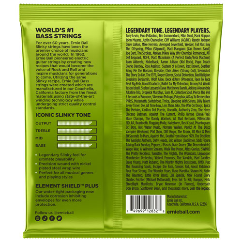 Cordes de basse électrique à bobinage rond 0,050 à 0,105 Regular Slinky Bass d'Ernie Ball