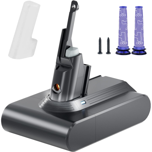 Batterie de rechange pour V7 de Dyson – 6500&nbsp;mAh Li-ion de 21,6&nbsp;V, compatible avec le SV11 V7 Animal, Motorhead, Absolute + 2 filtres