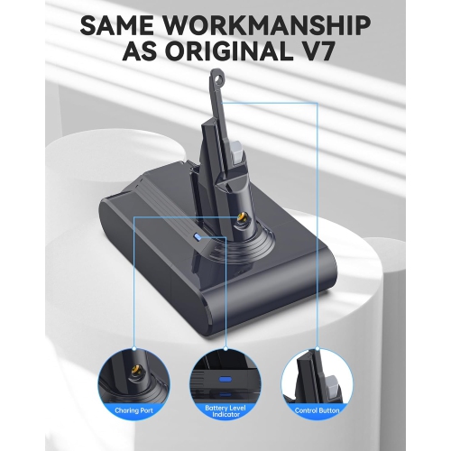 Batterie de rechange pour V7 de Dyson – 6500&nbsp;mAh Li-ion de 21,6&nbsp;V, compatible avec le SV11 V7 Animal, Motorhead, Absolute + 2 filtres
