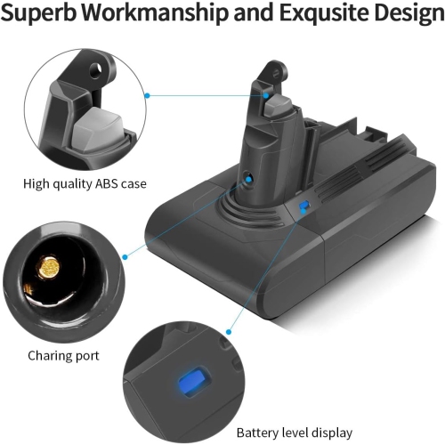 Replacement Battery for Dyson V6 – 21.6V 4600mAh Li-ion for V6 Animal, Absolute, Motorhead, Fluffy Vacuums