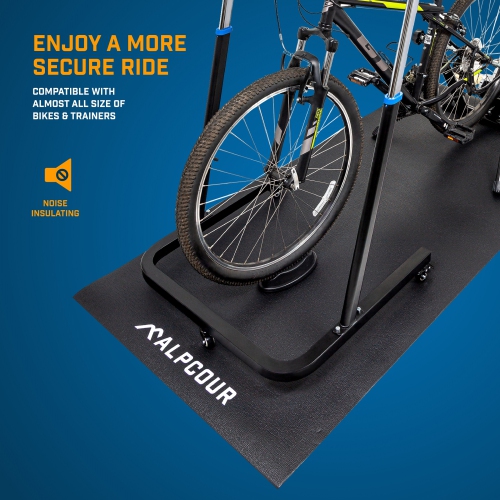 Alpcour Bike Trainer Mat 36"x78" - Water-Resistant, Anti-Slip, Noise-Reducing - Black