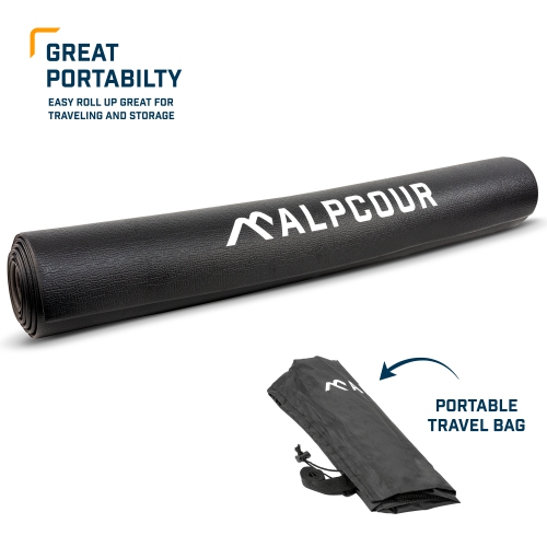 Alpcour Bike Trainer Mat 36"x78" - Water-Resistant, Anti-Slip, Noise-Reducing - Black