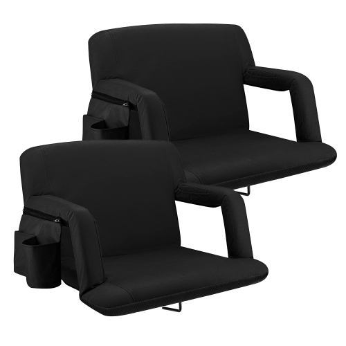 ALPCOUR  2-Pack Extra-Wide Reclining Stadium Seat - Waterproof, Extra Thick Padding - In Black