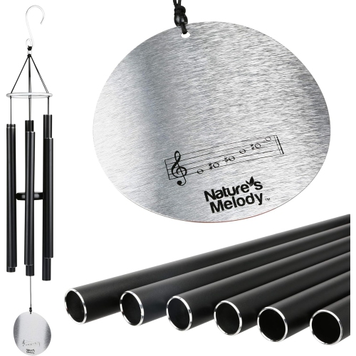 Nature's Melody Aureole Tunes Wind Chimes - 6-Tube, E Pentatonic Scale - 36" - Forest Green