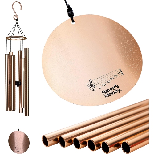 Nature's Melody Aureole Tunes Wind Chimes - 6-Tube, B Pentatonic Scale - 28" Silver