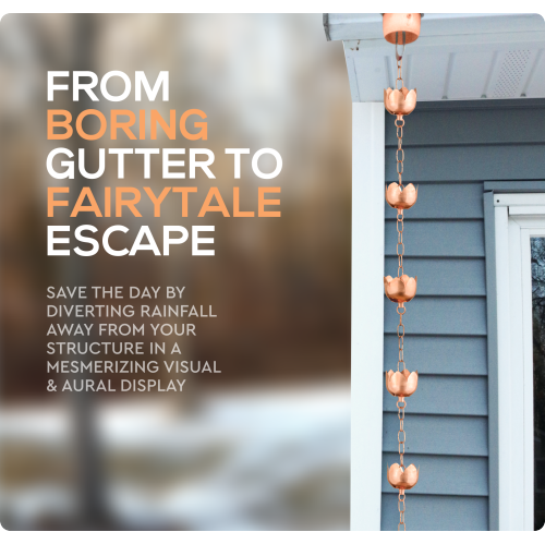 Marrgon Copper Rain Chain - Tulip Style Cups for Gutter Downspout Replacement