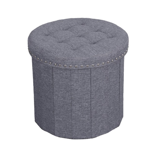 ITY INTERNATIONAL  - Round Ottoman/footrest With Storage, 18.5" Diameter In Gray