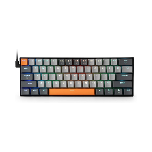 65% Wired RGB Gaming Keyboard, 61 Keys Hot-Swappable Compact Mechanical Keyboard w/Upgrade Hot-Swap PCB Socket & Creative 1.2X Larger Size, Quiet Red