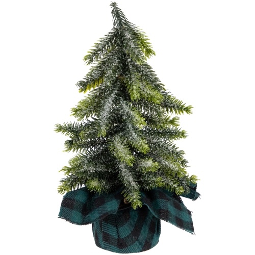 Mini Iced Downswept Pine Artificial Christmas Trees - 9" - Set of 3