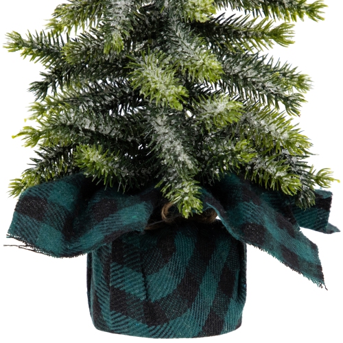 Mini Iced Downswept Pine Artificial Christmas Trees - 9" - Set of 3