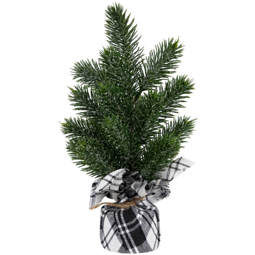Mini Iced Pine Artificial Christmas Trees - 10" - Set of 3