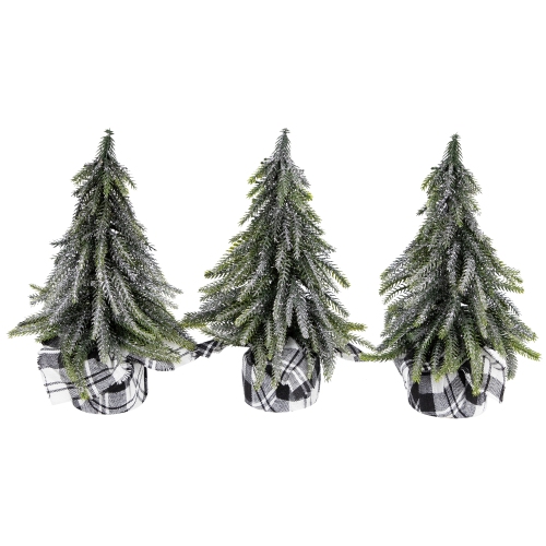 NORTHLIGHT  Mini Silvery Pine Downswept Artificial Christmas Trees - 9.5" - Set Of 3
