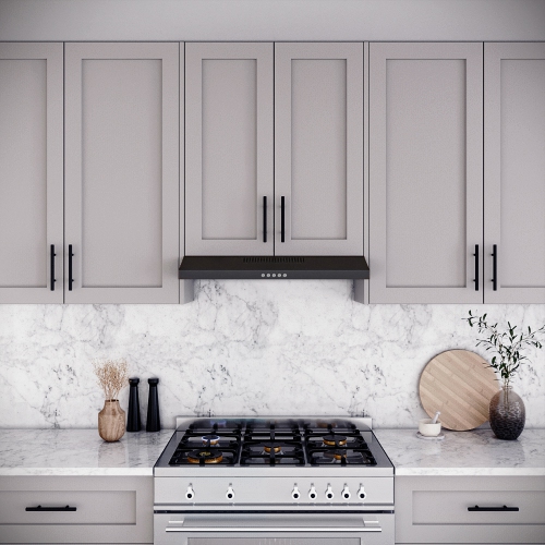 Streamline 30 in. Domenico Ducted Undermount 80 CFM Range Hood in Grit Black with Mesh Filters, Push Button Control, LED Light