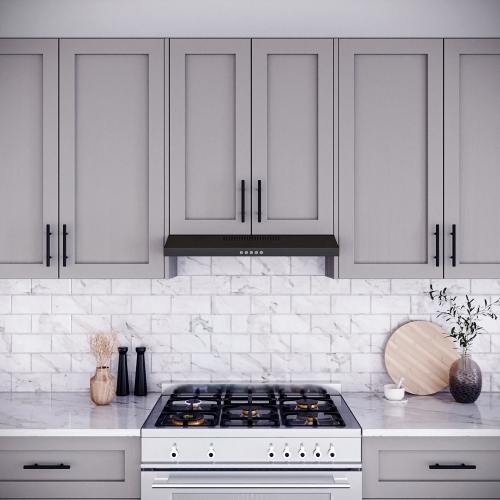 Streamline 30 in. Castellaro Ductless Undermount 80 CFM Range Hood in Grit Black with Mesh Filters, Push Button Control, LED Light