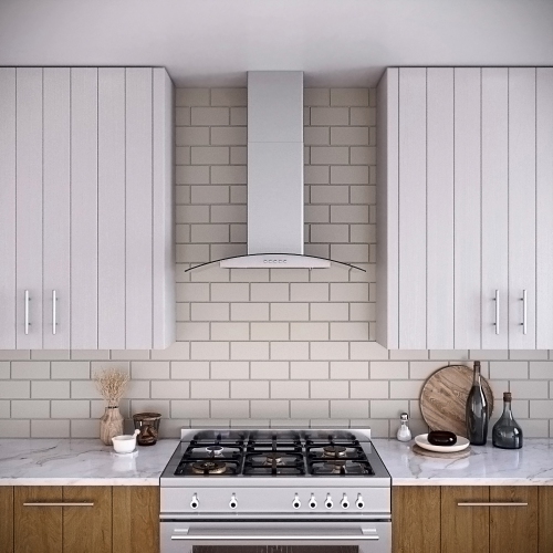 Streamline 30 in. Rubiani Convertible Wall Mount 220 CFM Range Hood in Brushed Stainless Steel with Baffle Filters, Push Button Control, LED Lights