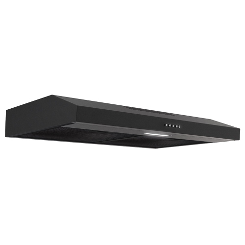 Streamline 30 in. Cosenza Convertible Undermount 80 CFM Range Hood in Grit Black with Mesh Filters, Push Button Control, LED Light