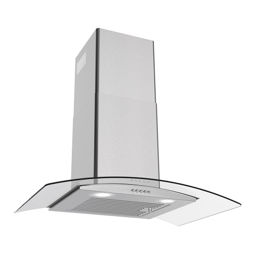 Streamline 30 in. Rosmini Ductless Wall Mount 220 CFM Range Hood in Brushed Stainless Steel with Baffle Filters, Push Button Control, LED Lights