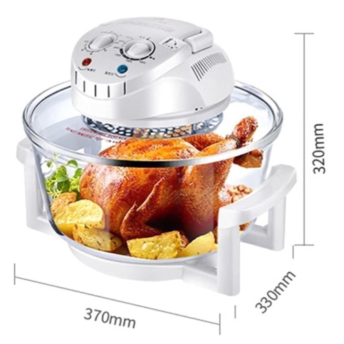 Air Fryer, 12L Turbo Convection Oven Electric Hot Air Fryers Roaster Steamer Transparent Glass Air Fryer 360° Heating Low Fat Kitchen Cooker f