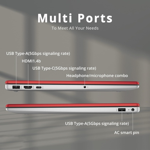 HP 15.6" HD Personal PC Laptop, Intel N200 Processor, 8GB RAM, 128GB, Intel UHD Graphics, Full Size Keyboard, WiFi, Bluetooth, Scarlet Red, Windows 11