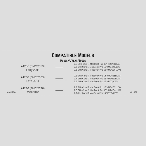 DR. BATTERY A1382 Battery Compatible for Pro 15 inch A1286 fit MC721LL/A MC723LL/A 661-5844 020-7134-A [10.8V] ***Free Shipping