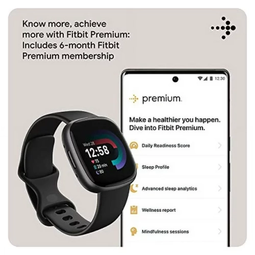 Open Box: Fitbit Versa 4 Smartwatch with Fitbit Premium & Heart Rate Monitor - Black