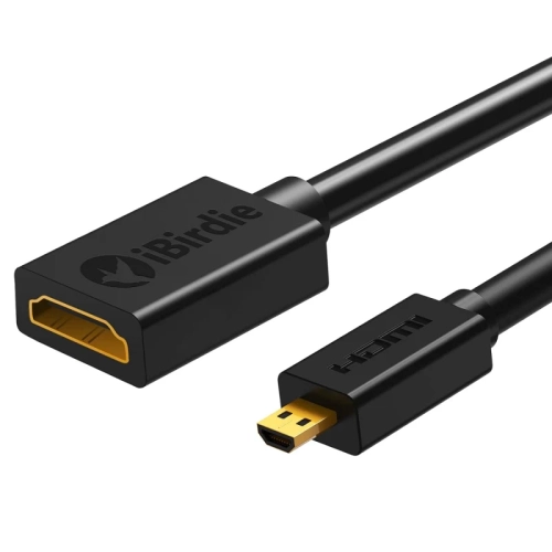 Micro HDMI to HDMI Female Cable 0.5 Feet - 4K60 HDR Support - Compatible with GoPro Hero & Raspberry Pi 4