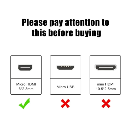 Micro HDMI to HDMI Female Cable 0.5 Feet - 4K60 HDR Support - Compatible with GoPro Hero & Raspberry Pi 4