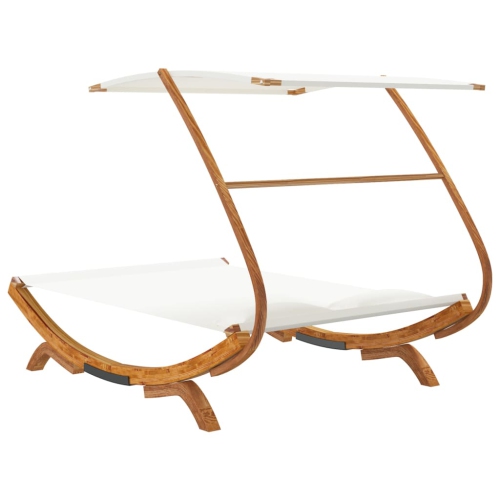 vidaXL Outdoor Lounge Bed with Canopy 165x203x138 cm Solid Bent Wood Cream