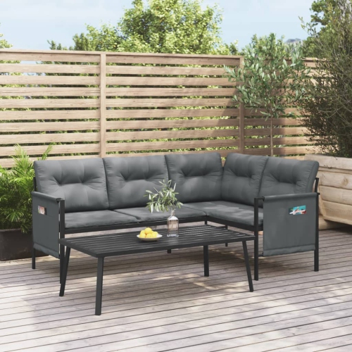 vidaXL Garden Corner Sofa Anthracite Steel and Textilene