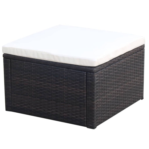 VIDAXL  Footstool Ottoman Poly Rattan 53X53X30 Cm Brown