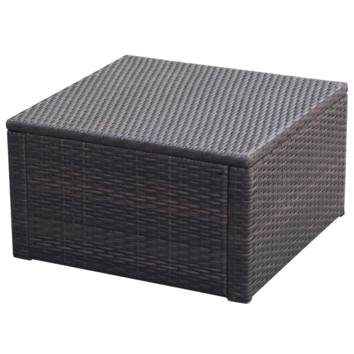 vidaXL Footstool Ottoman Poly Rattan 53x53x30 cm Brown