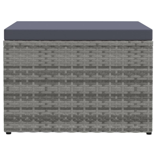 vidaXL Garden Footstool with Cushion Grey Poly Rattan