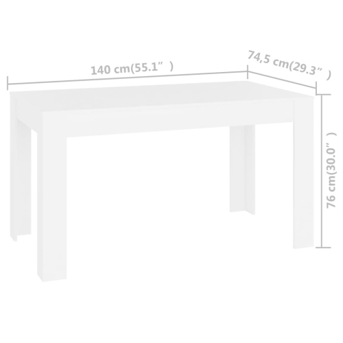 vidaXL Dining Table White 55.1"x29.3"x30" Chipboard