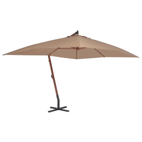 VIDAXL  Cantilever Umbrella With Wooden Pole 157.5"x118.1" Taupe