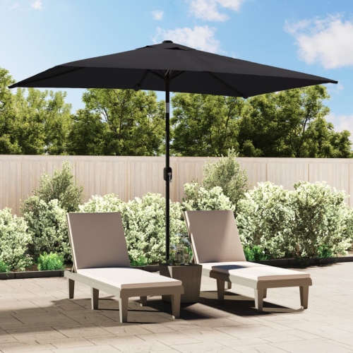 vidaXL Garden Parasol with Metal Pole 300x200 cm Black