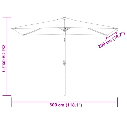 vidaXL Garden Parasol with Metal Pole 300x200 cm Black