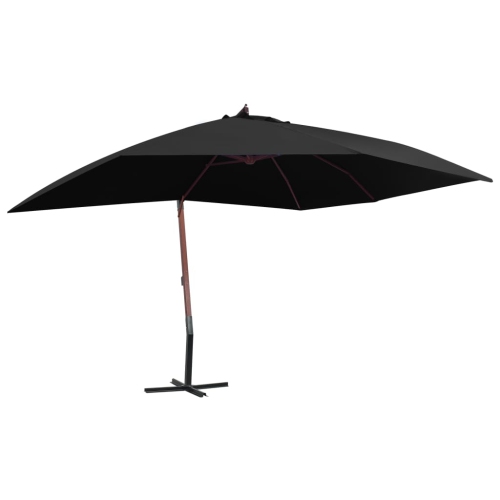 VIDAXL  Hanging Parasol With Wooden Pole 157.5"x118.1" Black