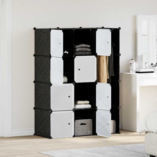 vidaXL Modular Cabinet 9 Compartments 109x36.5x143 cm Black and White