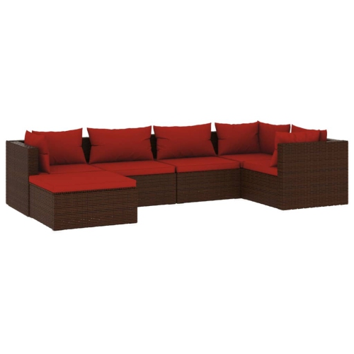 VIDAXL  6 Piece Garden Lounge Set With Cushions Poly Rattan In Brown