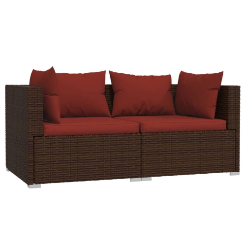 VIDAXL  2-Seater Sofa With Cushions Poly Rattan In Brown