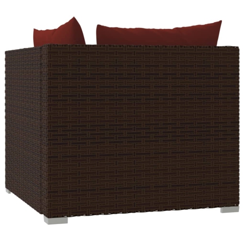 vidaXL 2-Seater Sofa with Cushions Brown Poly Rattan