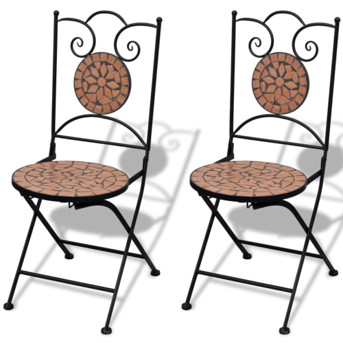 vidaXL 3 Piece Bistro Set Ceramic Tile Terracotta